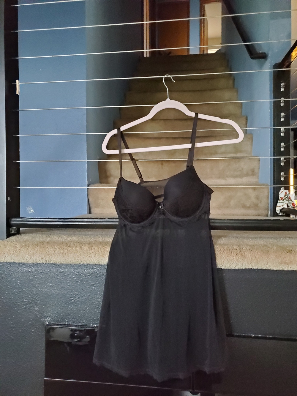 Secret Treasures Black Lace-Trim Underwire Chemise